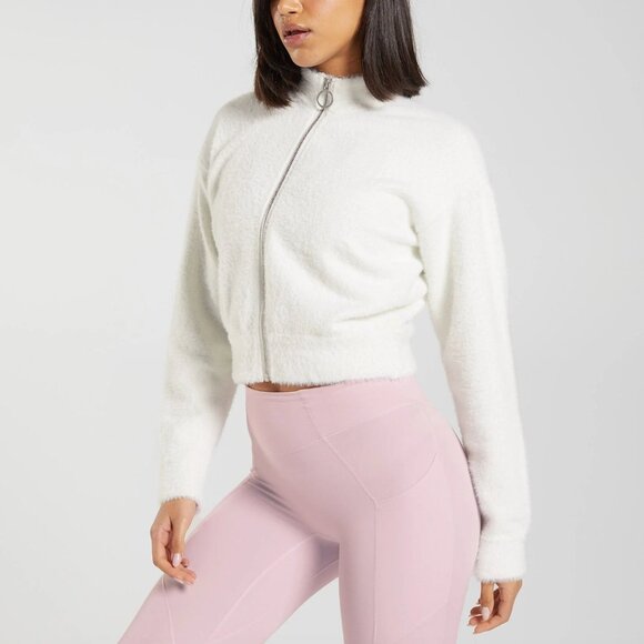 Gymshark Jackets & Blazers - LIKE NEW Gymshark Whitney Eyelash Knit Jacket - Skylight White Size Small